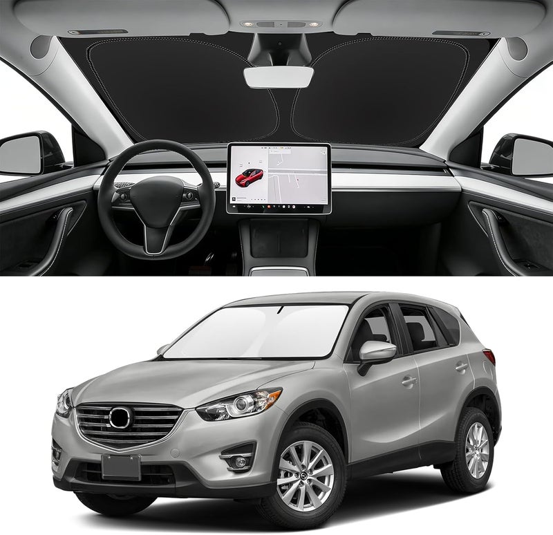 SLOGENTO Custom Fit Windshield Sun Shade for Mazda CX5 2013-2016, Blocks UV & Heat, Front Window Sunshade, Easy Fold & Store - Image 1